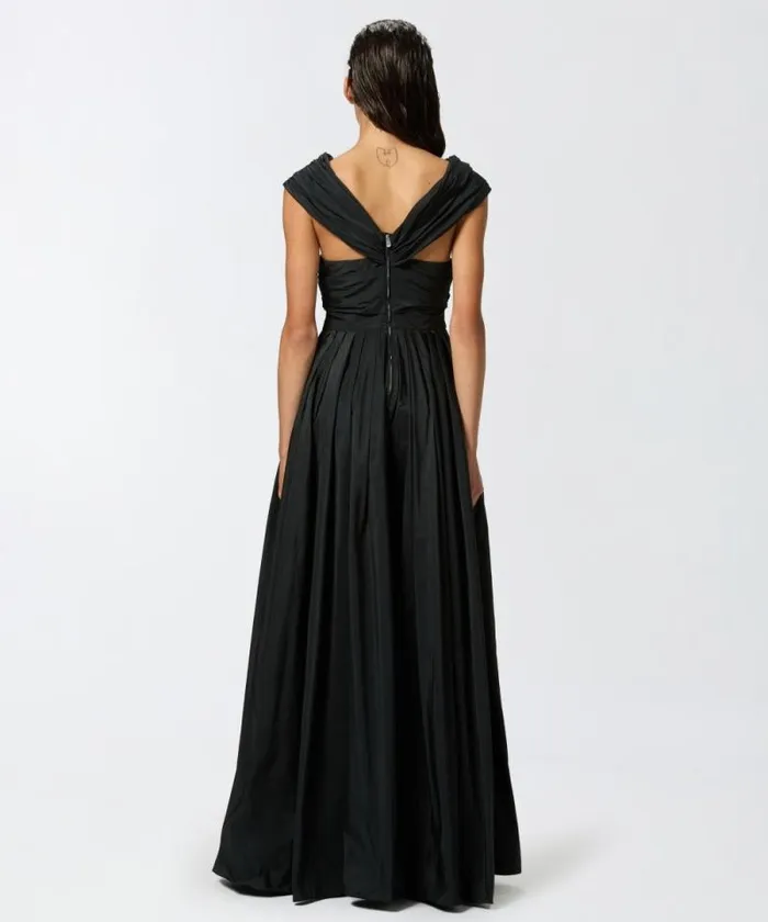 Women Dresses Pinko Elegant Long Taffeta Dress With Open Shoulders Limo Black Women Dresses Pinko Elegant Long Taffeta Dress With Open Shoulders Limo Black