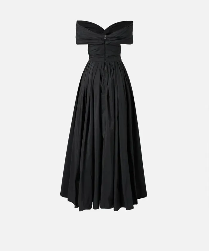 Women Dresses Pinko Elegant Long Taffeta Dress With Open Shoulders Limo Black Women Dresses Pinko Elegant Long Taffeta Dress With Open Shoulders Limo Black