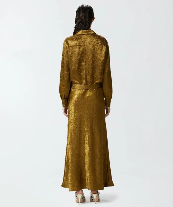 Women Dresses Pinko Long Crinkled Satin Shirt Dress Plantation Women Dresses Pinko Long Crinkled Satin Shirt Dress Plantation