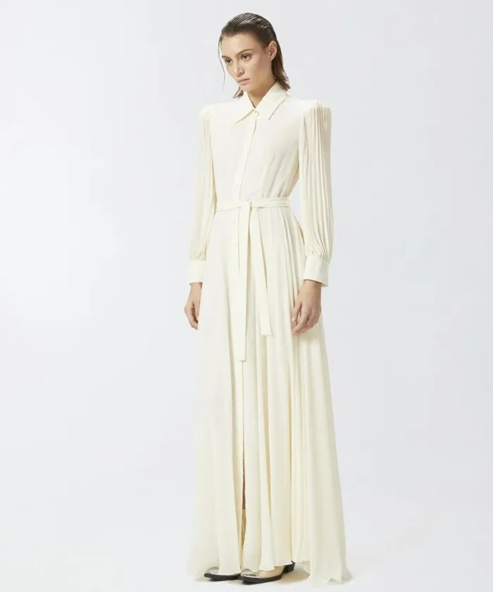 Women Dresses Pinko Long Shirt Dress With Transparent Back Lily White