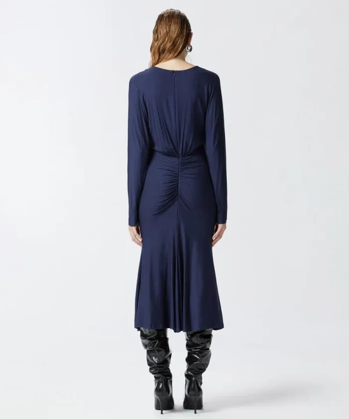 Women Dresses Pinko Modal Midi Dress With Vneck Ceremonial Blue Women Dresses Pinko Modal Midi Dress With Vneck Ceremonial Blue