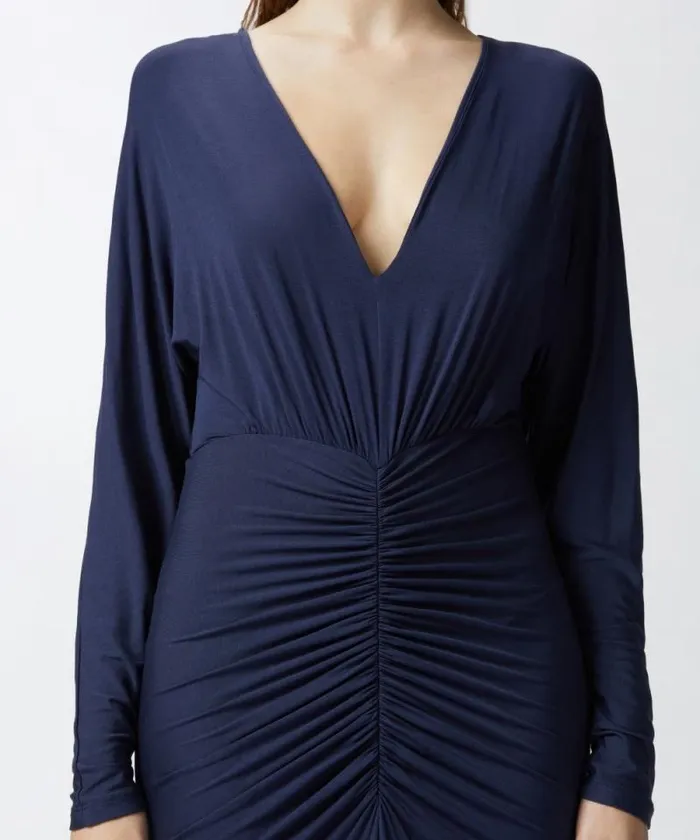 Women Dresses Pinko Modal Midi Dress With Vneck Ceremonial Blue Women Dresses Pinko Modal Midi Dress With Vneck Ceremonial Blue