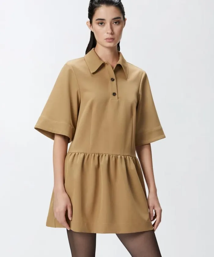 Women Dresses Pinko Polostyle Mini Dress Made Of Technical Fabric Brown 8211 Otter Women Dresses Pinko Polostyle Mini Dress Made Of Technical Fabric Brown 8211 Otter