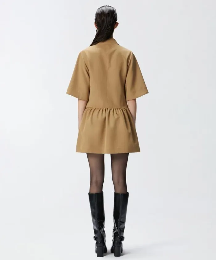 Women Dresses Pinko Polostyle Mini Dress Made Of Technical Fabric Brown 8211 Otter Women Dresses Pinko Polostyle Mini Dress Made Of Technical Fabric Brown 8211 Otter