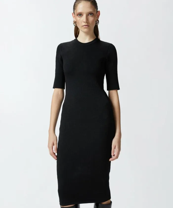 Women Dresses Pinko Slimfit Knit Midi Dress Limo Black Women Dresses Pinko Slimfit Knit Midi Dress Limo Black