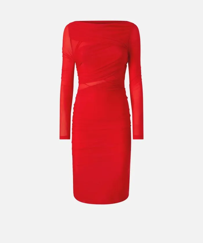Women Dresses Pinko Slimfitting Calflength Jersey Dress Formula1 Red Women Dresses Pinko Slimfitting Calflength Jersey Dress Formula1 Red