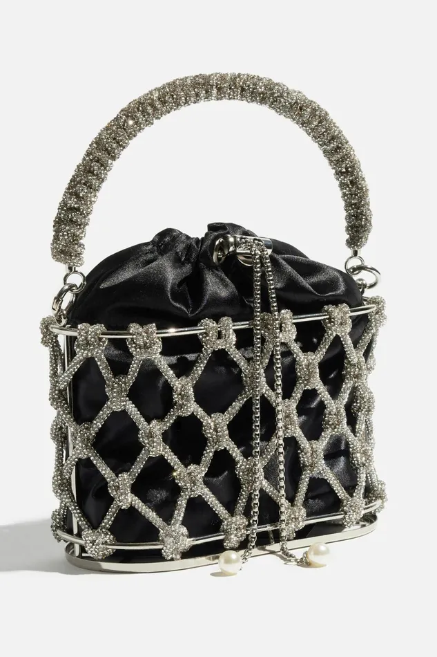 Women Dynamite Bags Gem Rope Bucket Bag Gray