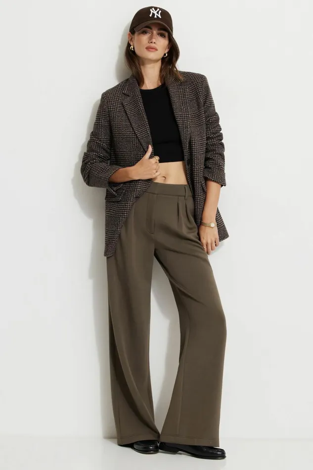 Women Dynamite Blazers and Vests Diana Plaid Oversized Blazer BLACK