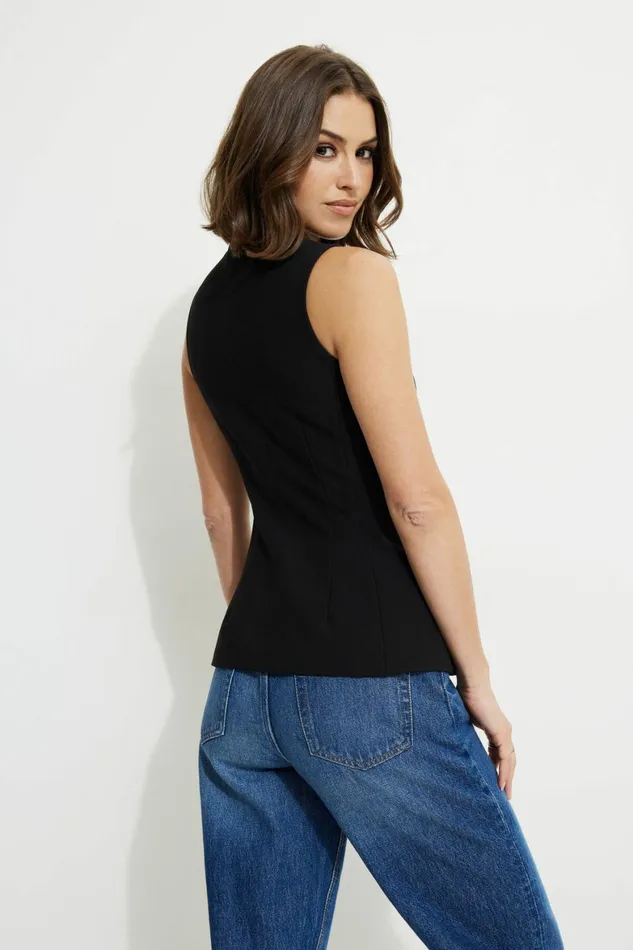 Women Dynamite Blazers and Vests Fitted VNeck Vest Black