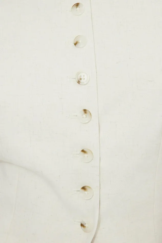 Women Dynamite Blazers and Vests Round Neck Flyaway Vest Beige