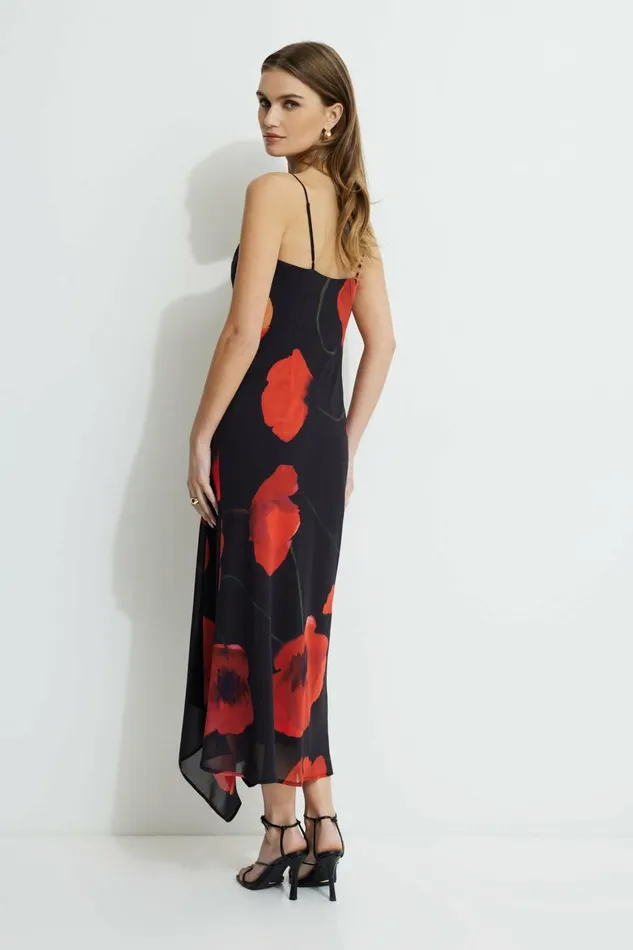 Women Dynamite Dresses and Jumpsuits Asymmetric Maxi Slip Dress Red