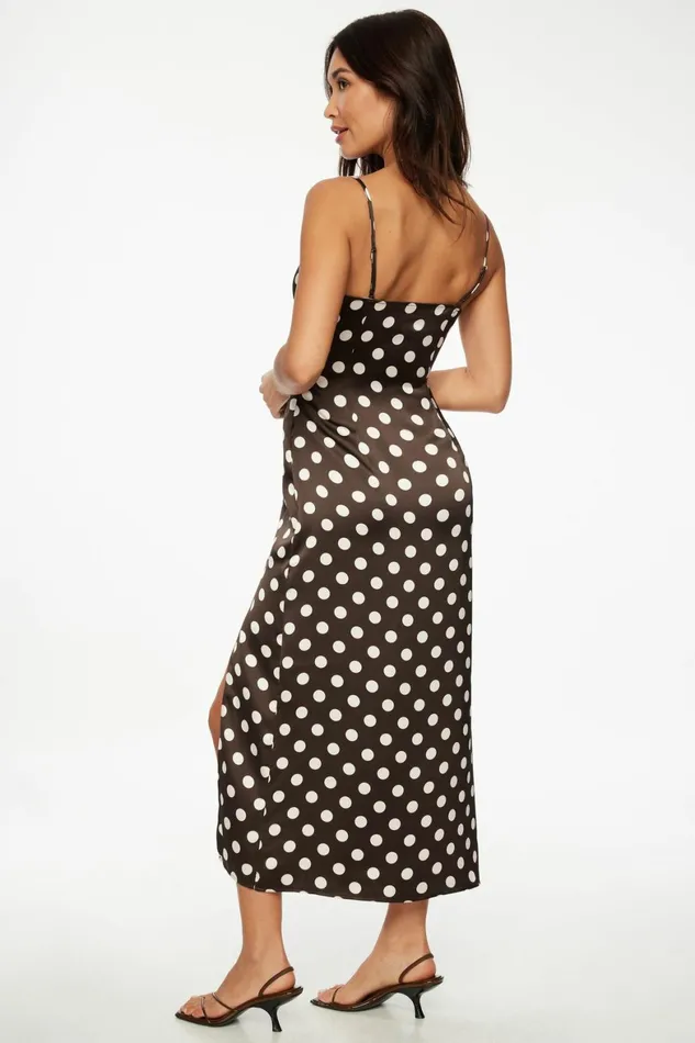 Women Dynamite Dresses and Jumpsuits Geneva Satin Slip Dress Brown