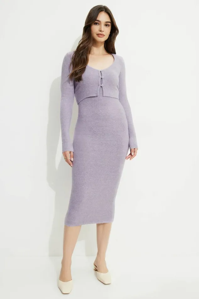Women Dynamite Dresses and Jumpsuits Heavenlyarn Midi Dress Purple