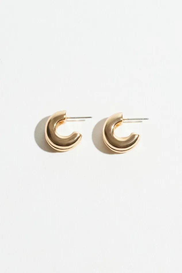 Women Dynamite Earrings Double Chubby Huggie Hoop Earrings YELLOW