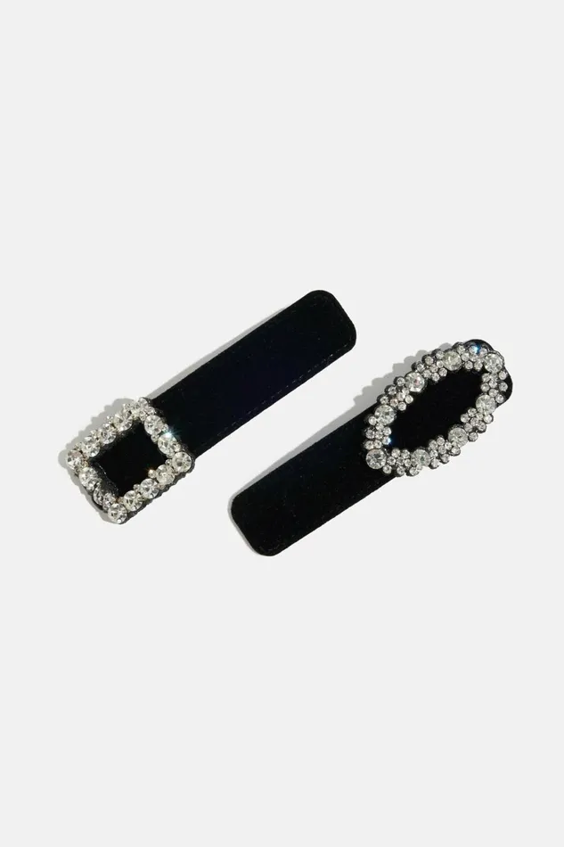 Women Dynamite Hair Accessories 2Pack Velvet Hair Clips Black