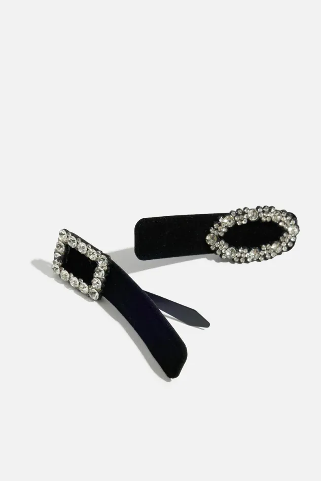 Women Dynamite Hair Accessories 2Pack Velvet Hair Clips Black