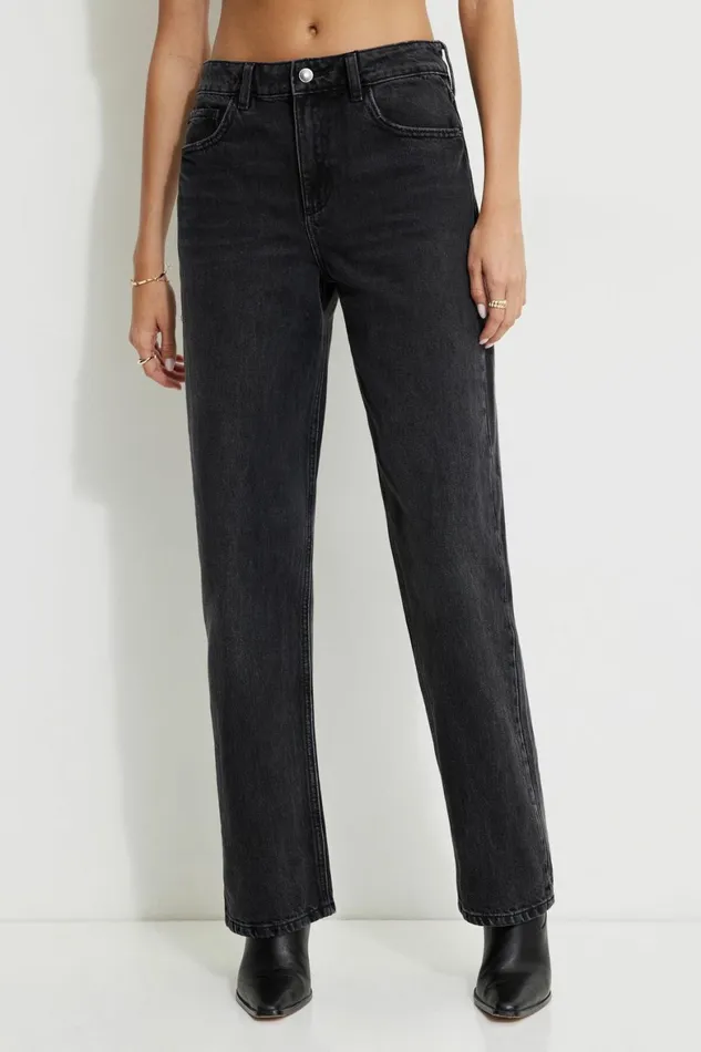 Women Dynamite Jeans and Denim Mika Relaxed Straight Jeans Black