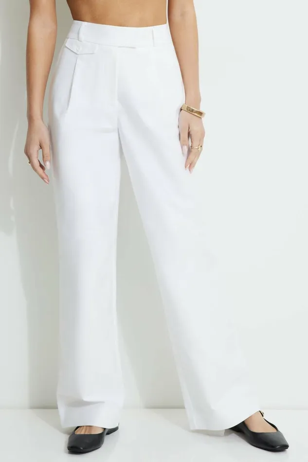 Women Dynamite Pants Pleated Straight Leg Pants White