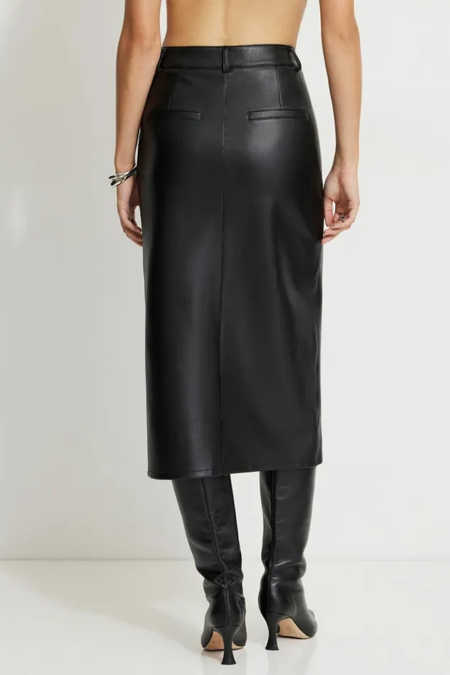 Women Dynamite Skirts and Skorts Danbi Faux Leather Midi Skirt Black