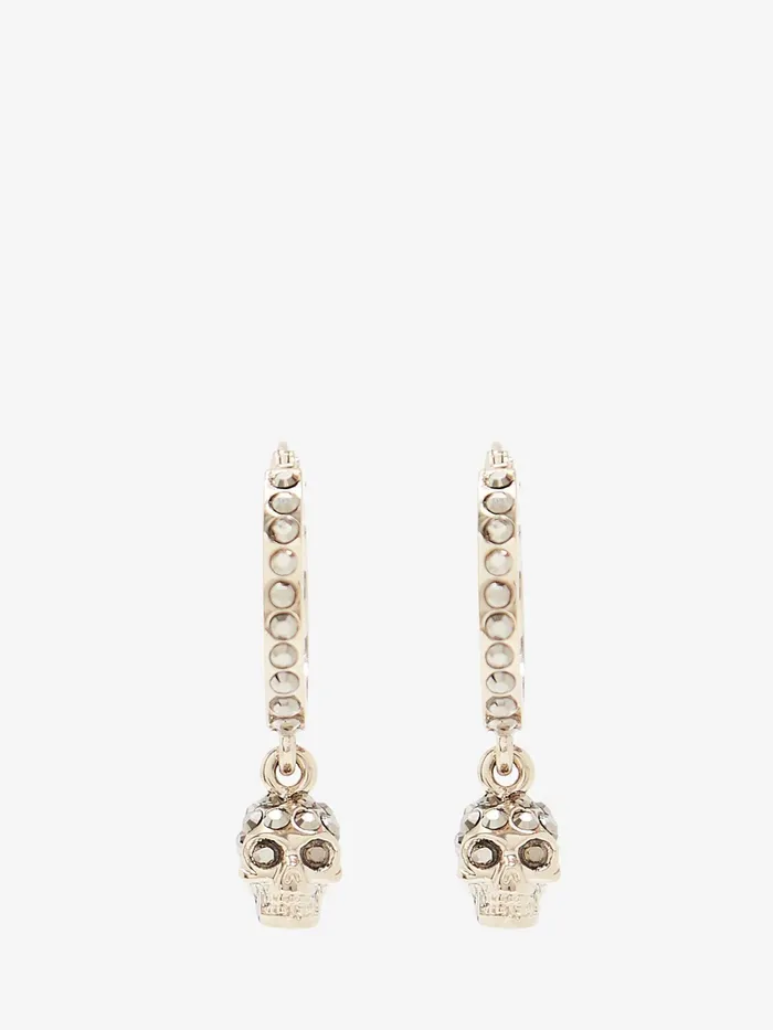 Women Earrings Alexander McQueen Skull Mini Creole Hoop Earrings Light Gold
