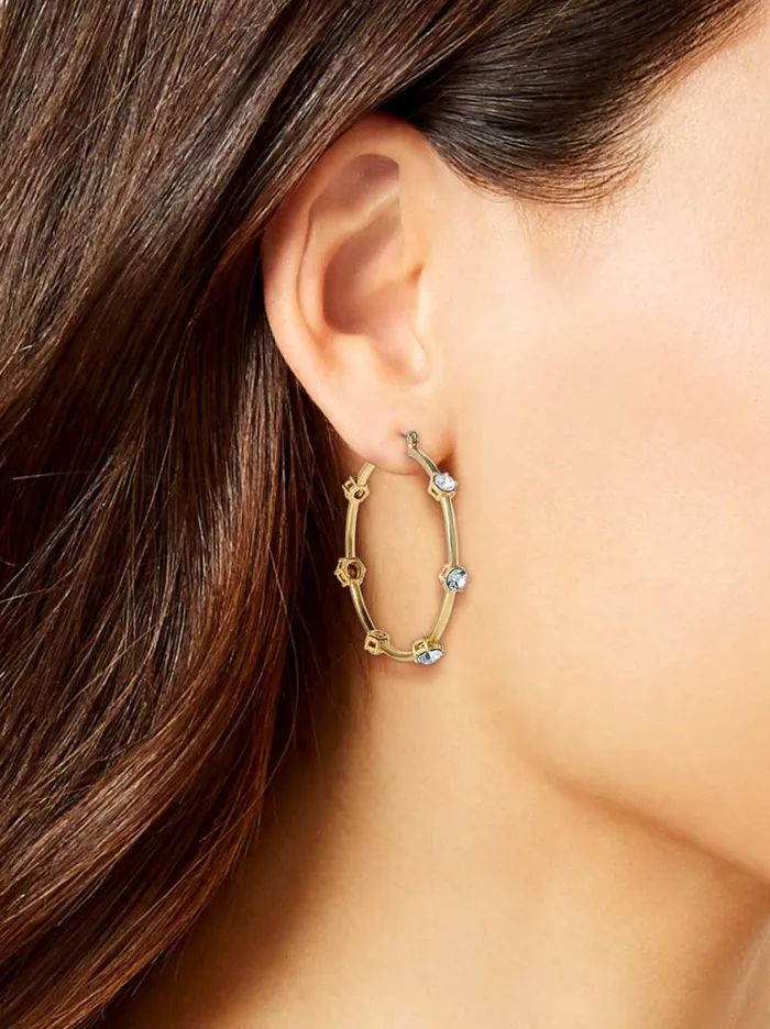 Women Earrings Jessica Simpson Large Hoop Crystal Earrings