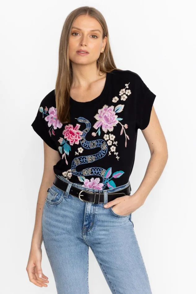 Women EDIE RELAXED TEE Black Johnny Was Tops Women EDIE RELAXED TEE Black Johnny Was Tops