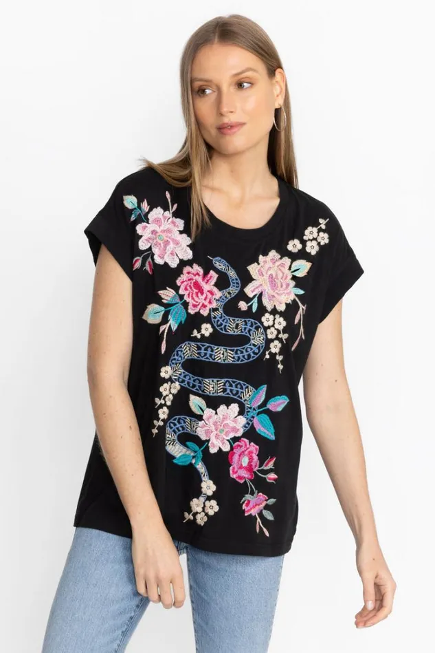 Women EDIE RELAXED TEE Black Johnny Was Tops Women EDIE RELAXED TEE Black Johnny Was Tops