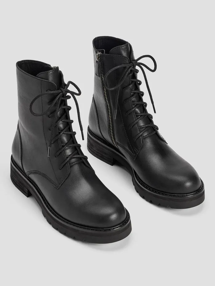 Women Eileen Fisher Dresses and Skirts Coin Leather Bootie Black