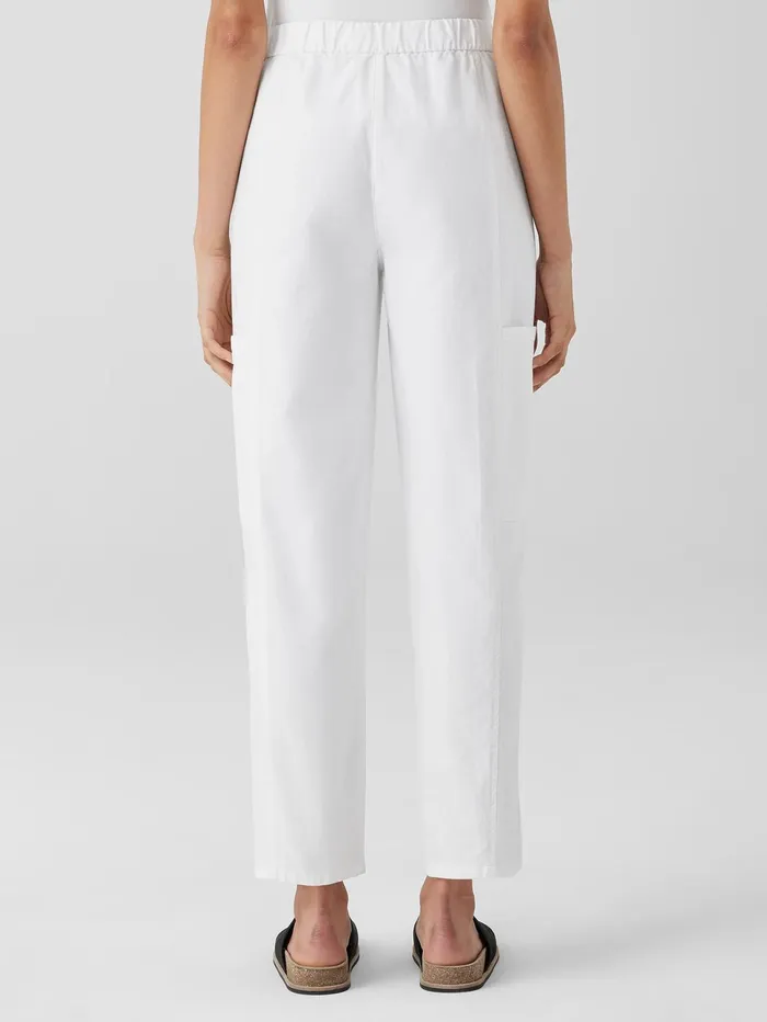 Women Eileen Fisher Pants Shorts and Jumpsuits Cotton Hemp Stretch Lantern Pant White