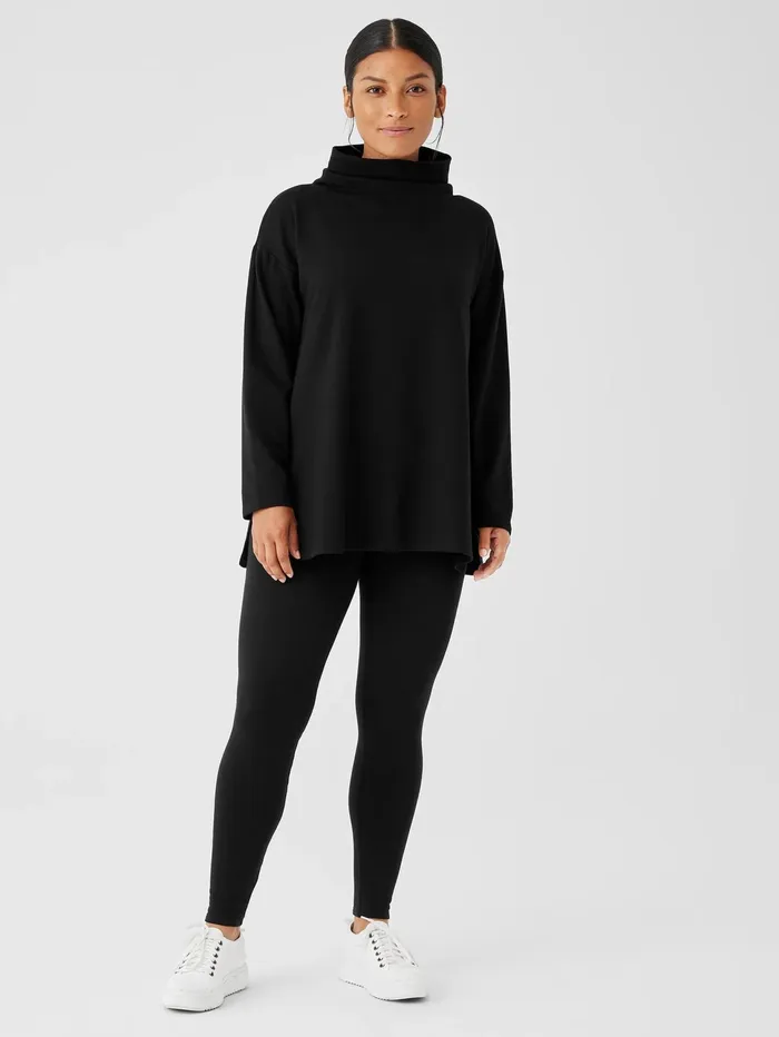 Women Eileen Fisher Pants Shorts and Jumpsuits Cozy Brushed Terry Hug Leggings Black