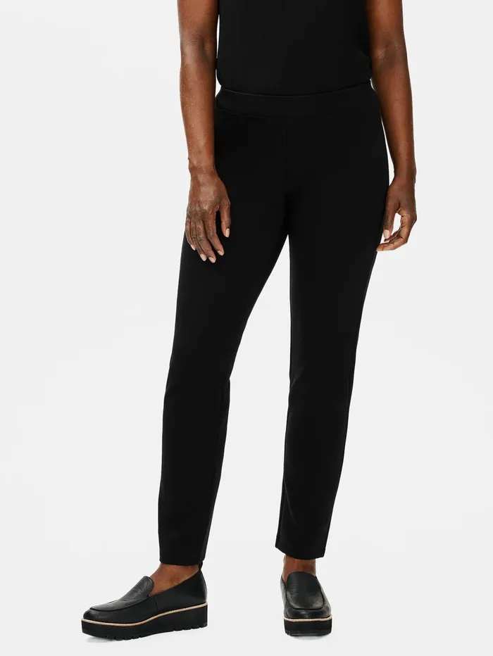 Women Eileen Fisher Pants Shorts and Jumpsuits Flex Ponte Slim Ankle Pant Black