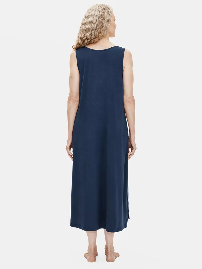 Women Eileen Fisher Sleepwear Organic Cotton Interlock Tank Sleep Dress Indigo