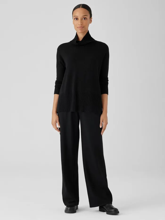 Women Eileen Fisher Sweaters and Cardigans Merino Jersey Turtleneck In Regenerative Wool Black