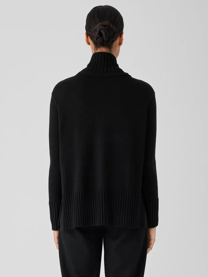 Women Eileen Fisher Sweaters and Cardigans Merino Jersey Turtleneck In Regenerative Wool Black