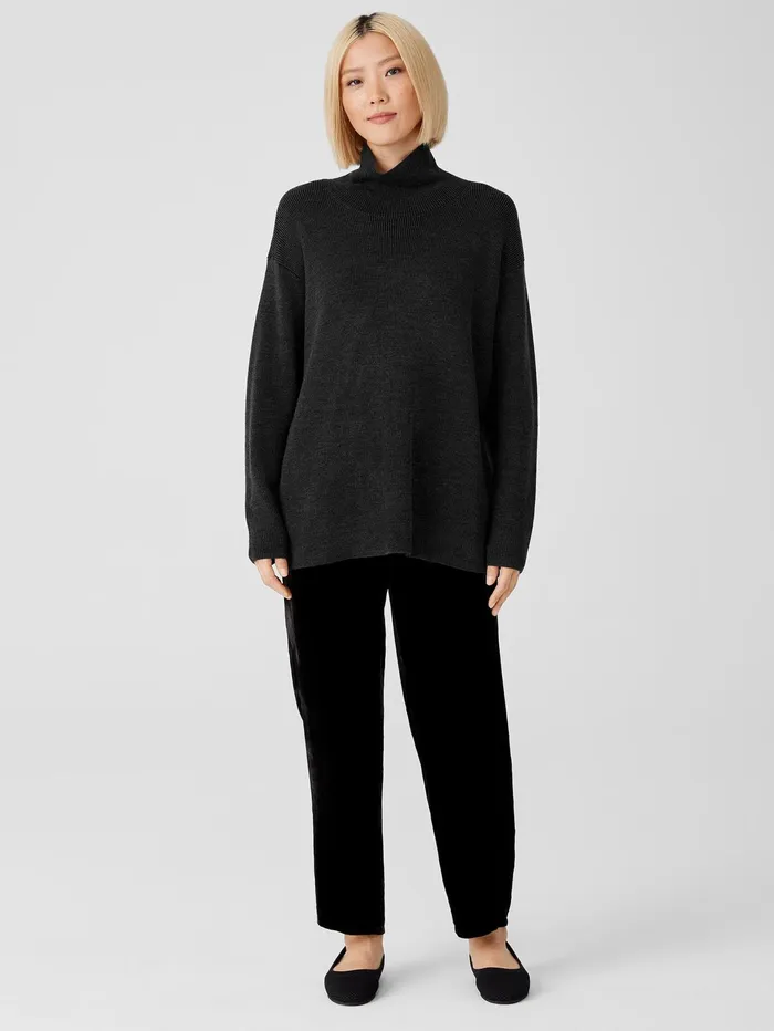 Women Eileen Fisher Sweaters and Cardigans Merino Turtleneck Top Charcoal