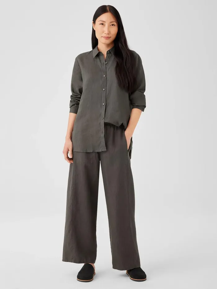 Women Eileen Fisher Sweaters and Cardigans Organic Linen Wide Trouser Pant Grove
