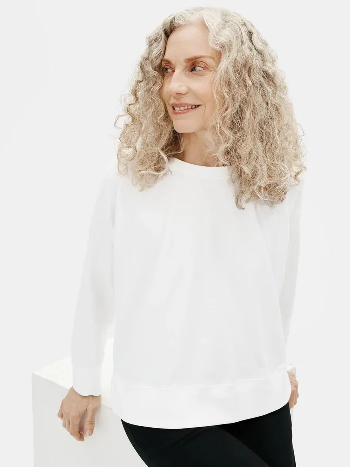 Women Eileen Fisher Tops and Tees Traceable Cotton Jersey Crew Neck BoxTop White Women Eileen Fisher Tops and Tees Traceable Cotton Jersey Crew Neck BoxTop White
