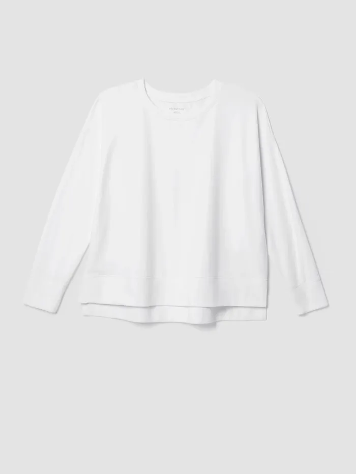 Women Eileen Fisher Tops and Tees Traceable Cotton Jersey Crew Neck BoxTop White