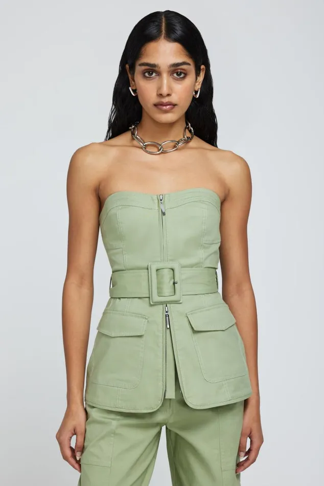 Women Elettra Bustier Verde Jonathan Simkhai Tops and Bodysuits