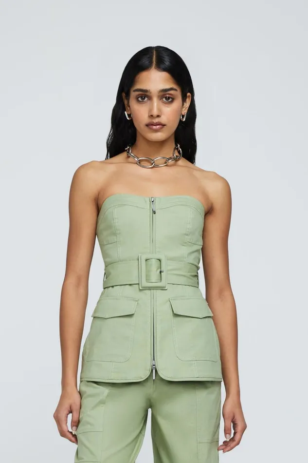 Women Elettra Bustier Verde Jonathan Simkhai Tops and Bodysuits