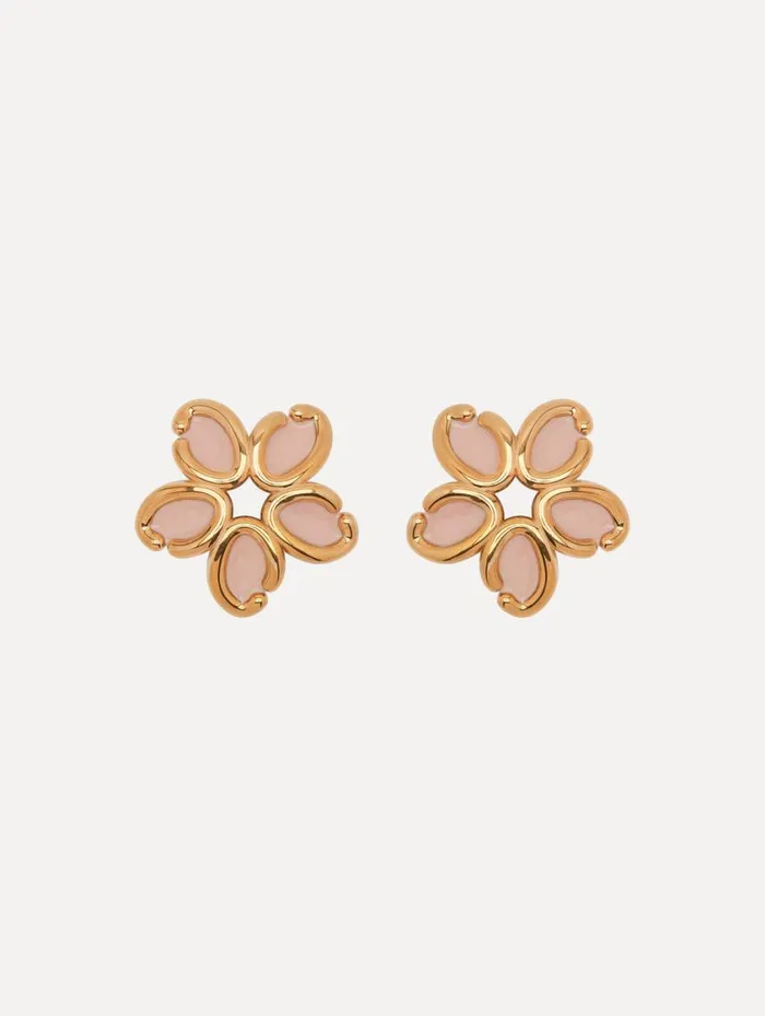 Women Enamel O Flower Earrings Rose Oscar De La Renta Earrings