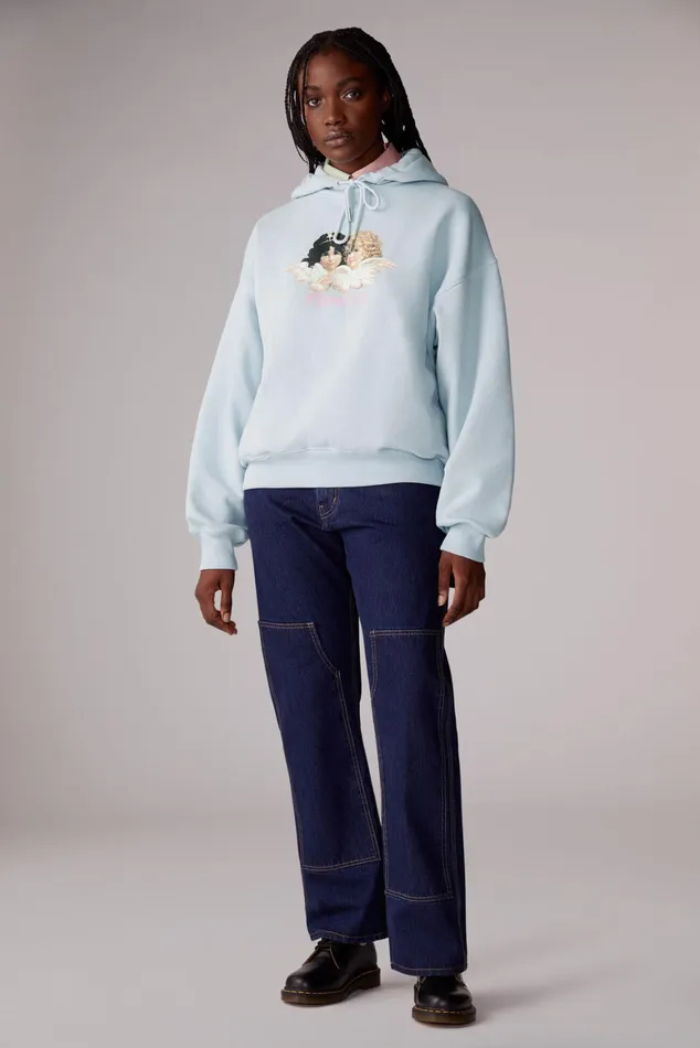 Women Fiorucci Sweatshirts and Hoodies Angels Hoodie Blue