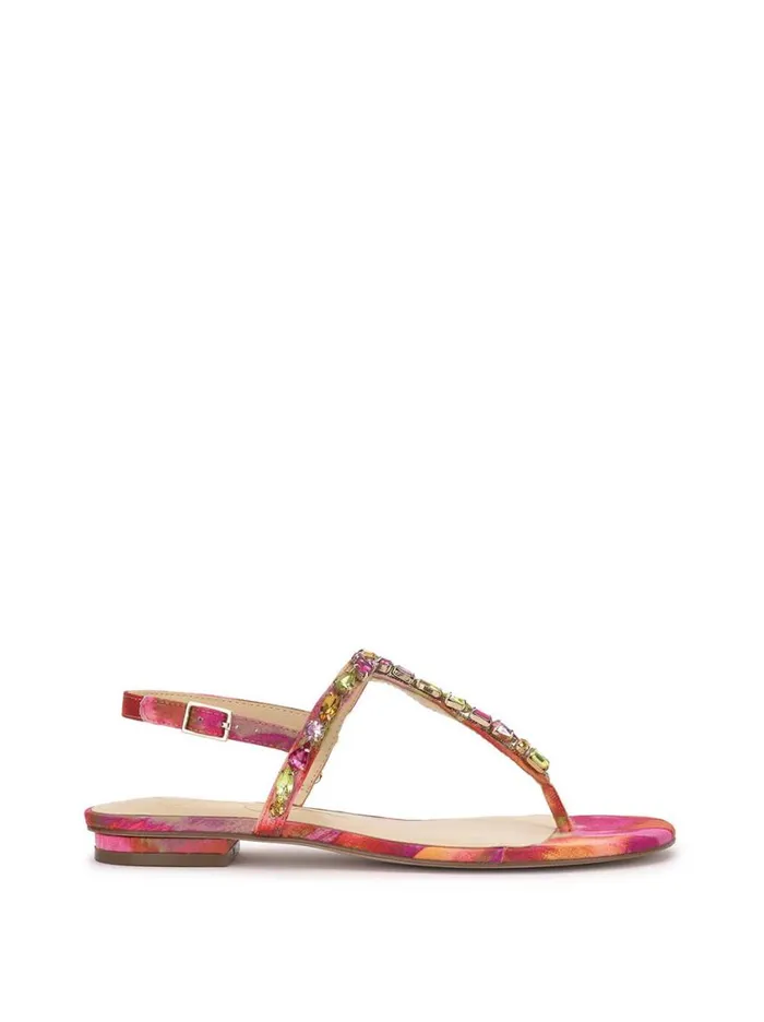 Women Flats Jessica Simpson Dehna Embellished Sandal In Red Combo