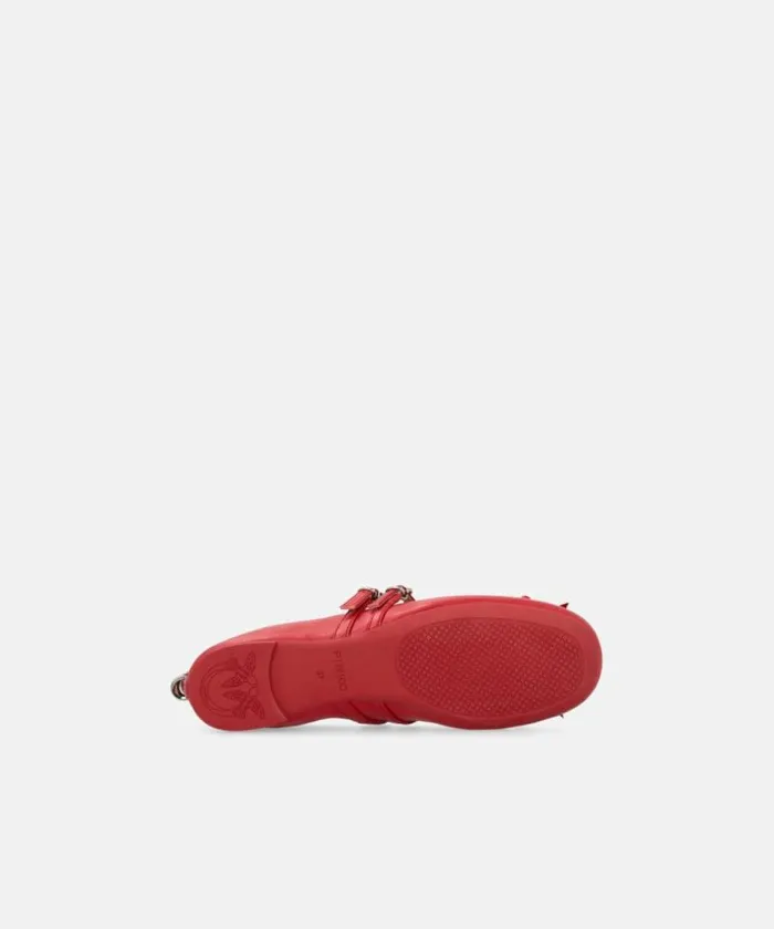 Women Flats Pinko Nappa Leather Ballet Flats With Straps And Bow Red Women Flats Pinko Nappa Leather Ballet Flats With Straps And Bow Red