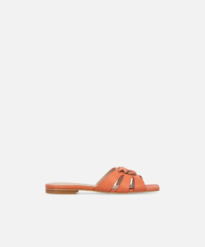 Women Flats Pinko Nappa Leather Slippers With Bird Logo Blusher
