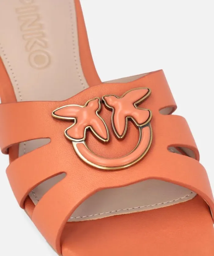 Women Flats Pinko Nappa Leather Slippers With Bird Logo Blusher Women Flats Pinko Nappa Leather Slippers With Bird Logo Blusher