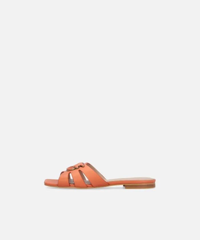 Women Flats Pinko Nappa Leather Slippers With Bird Logo Blusher Women Flats Pinko Nappa Leather Slippers With Bird Logo Blusher