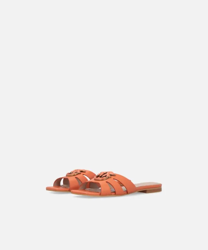 Women Flats Pinko Nappa Leather Slippers With Bird Logo Blusher Women Flats Pinko Nappa Leather Slippers With Bird Logo Blusher