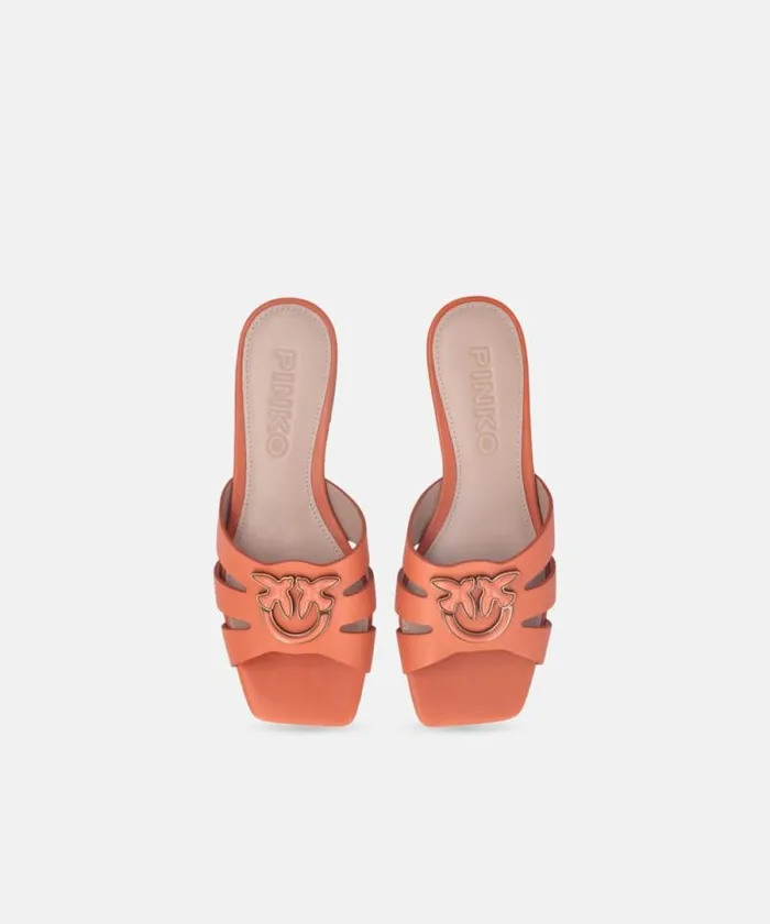 Women Flats Pinko Nappa Leather Slippers With Bird Logo Blusher Women Flats Pinko Nappa Leather Slippers With Bird Logo Blusher