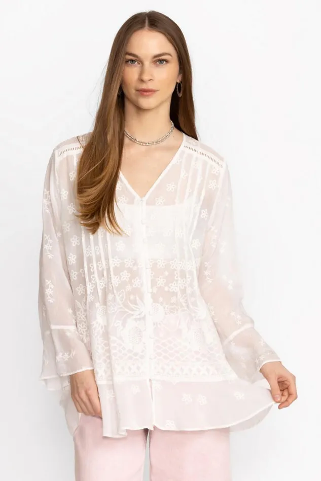 Women FLEUR DU JOUR TUNIC White Johnny Was Tops